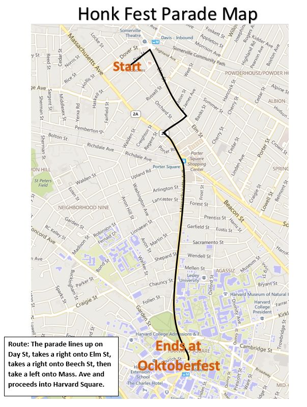 2015 HONK Parade Route Map 