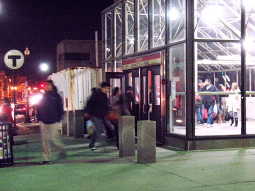 Porter Square MBTA Station at night