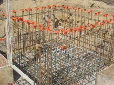 Concrete and rebar at affordable housing construction site
