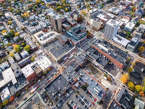 Aerial photo of Central Square by Kyle Kein