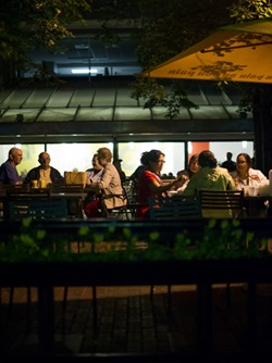 Harvard Square outdoor dining in the evening