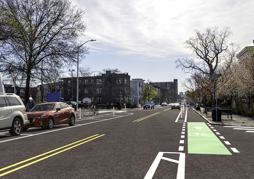 Rendering of Cambridge Street Separated Bicycle Facility