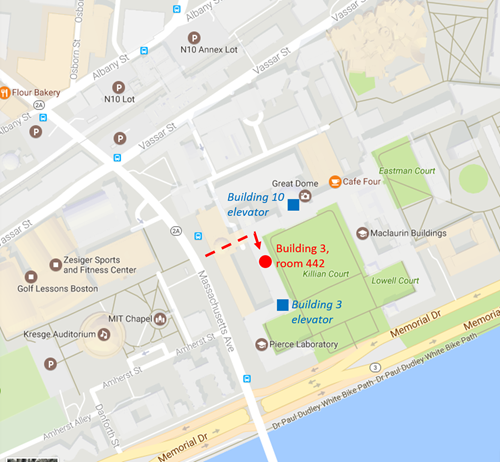 Directions to reach MIT building 3, room 442