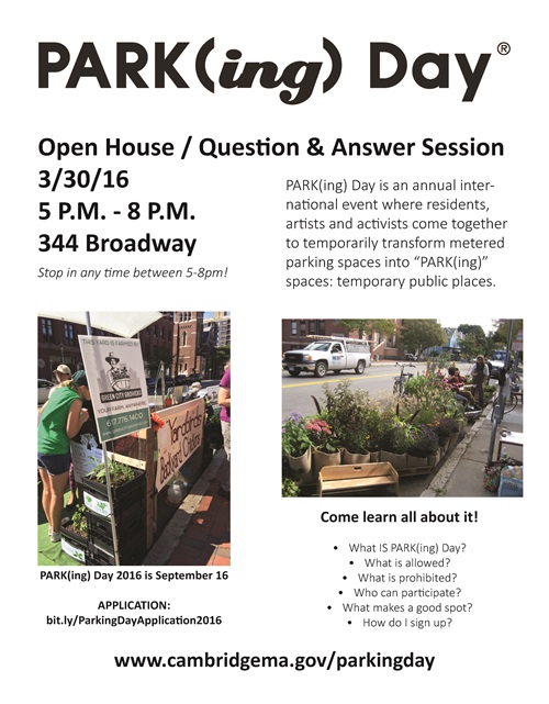 Image of the PARK(ing) Day 2016 Open House poster