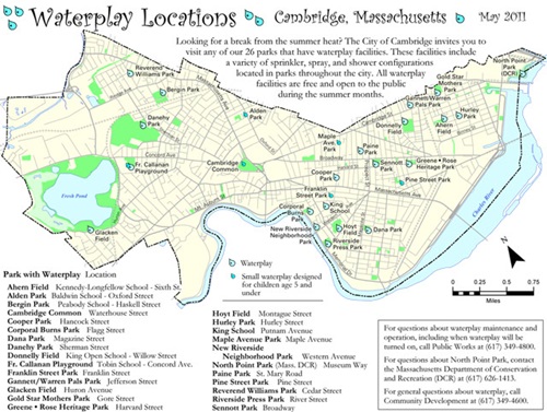 Map of waterplay locations in public parks