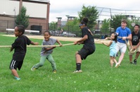 kids playing at field day