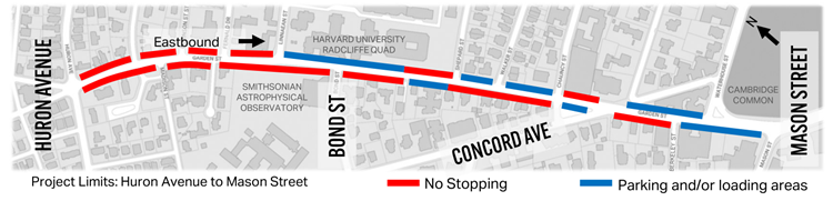 Map showing the updated parking and loading areas on Garden Street