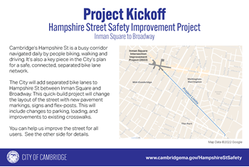 First page of a postcard on Hampshire Street shows the project map and details