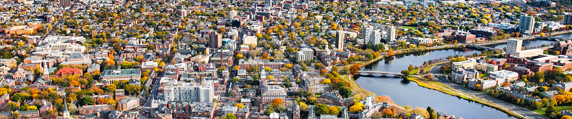 Aerial photo of Cambridge near the Charles River.
