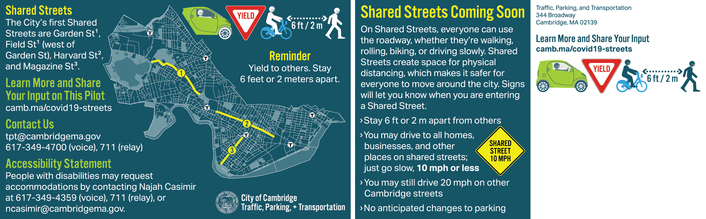 Postcard announcing the Shared Streets program