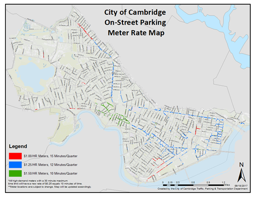 City of Cambridge On-Street Parking Meter Rate Map
