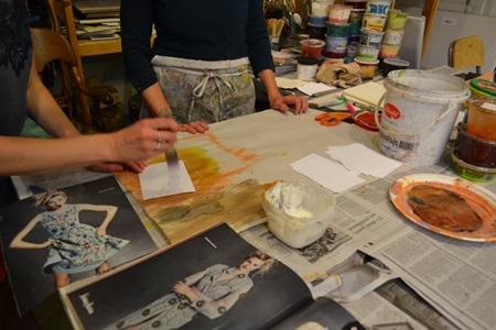 An artist's demonstrated their craft during Cambridge Open Studios.