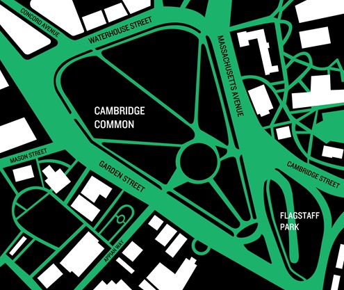 Stylized map of the Cambridge Common
