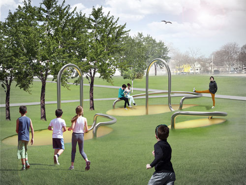 The Urban Conga proposal for public art at Tobin Montessori and Vassal Lane Upper Schools.