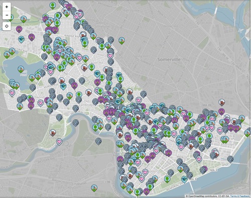 This map shows each location where a resident submitted an suggestion for a project.