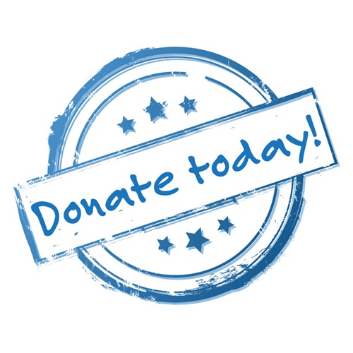 Logo with text "Donate today!"