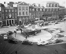Harvard Square and subway head house 1949