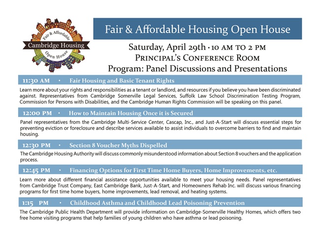 program schedule for the Fair and Affordable Open House