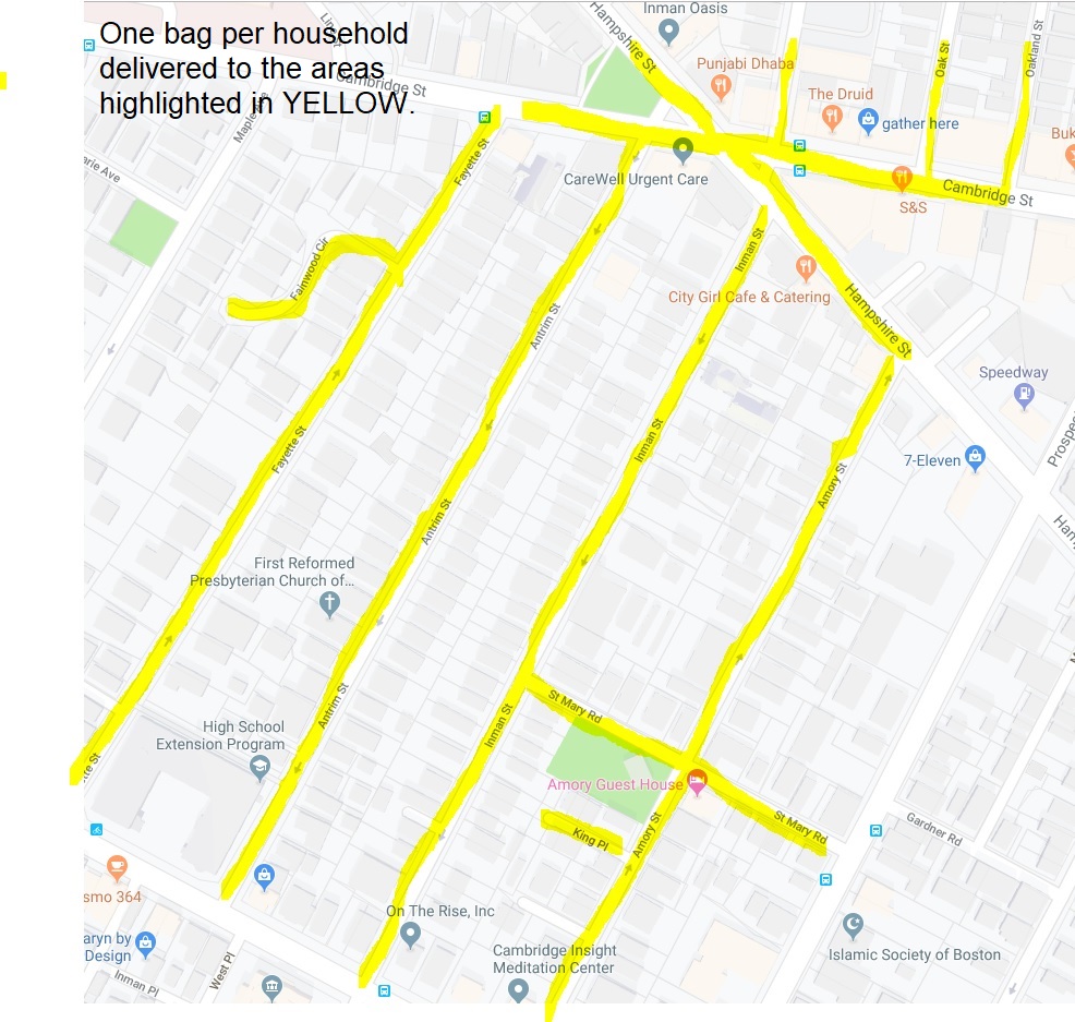 Map of Locations Where I Heart Inman Square Bags were delivered
