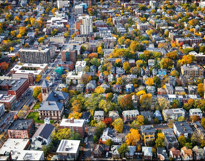 Aerial view of Cambridge's Urban Canopy