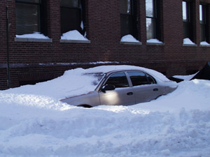 car in snow bank