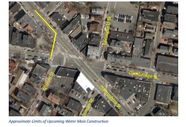 map of water main work on hampshire street