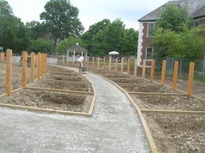 Path constructed throughout community gardens.