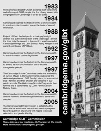 The Gay, Lesbian, Bisexual and Transgender Commission has been developed since 1983, with its establishment as the GLBT Commission for the City of Cambridge in 2005.