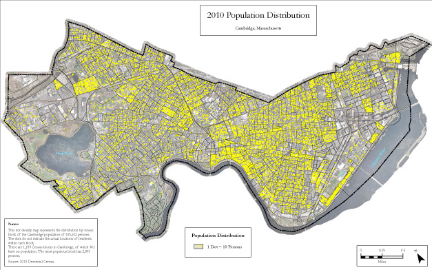 2010 Census population map of Cambridge