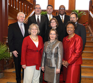 2012-2013 Cambridge City Council (Front Row): Henrietta Davis, Minka vanBeuzekom and E. Denise Simmons. (Middle Row): Timothy J. Toomey, Jr., Marjorie C. Decker and Craig Kelley. (Back Row): David P. Maher, Leland Cheung and Kenneth E. Reeves. (Photo by Bob Coe).