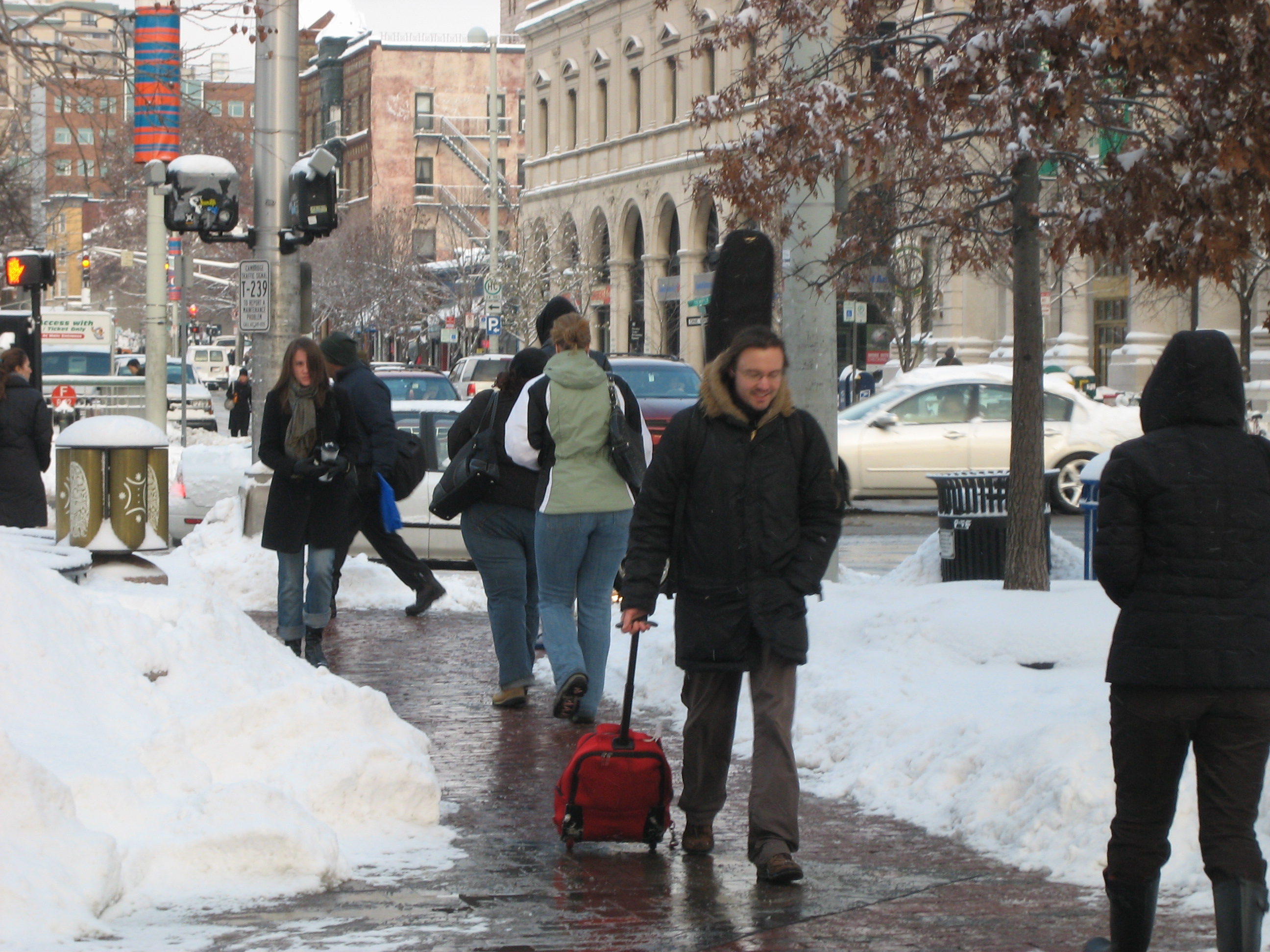 Pedestrian Using Cleared Sidewalk