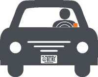 black car graphic with permit sticker in left hand corner