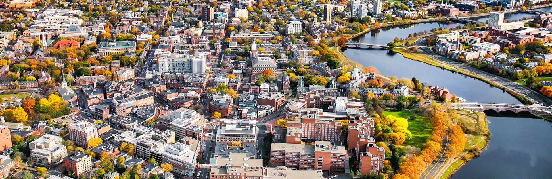 Aerial photo of the Harvard Square area