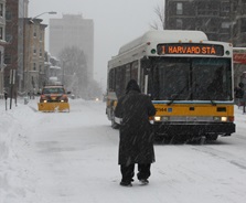 MBTA Bus in the Middle of the Snow