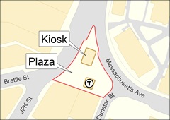 map of Harvard Square kiosk and plaza