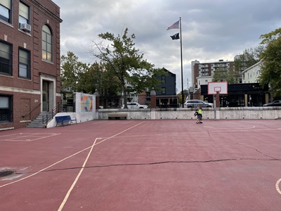 Central play area outside of 359 Broadway