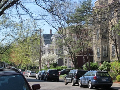 Typical resiential street in Mid-Cambridge