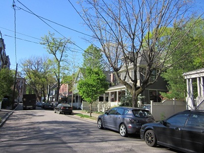 Residential streetscape in neighborhood