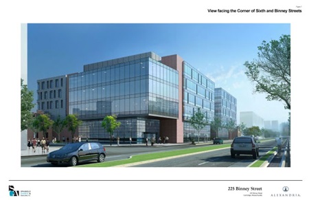 Rendering of Alexandria Real Estate building for Biogen at 225 Binney Street