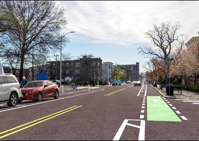 Cambridge street bicycle safety demonstration project rendering