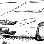 Detail of a drawing of a car