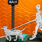 CitySmart shoelace collage of person walking with dog