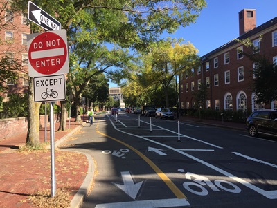 Brattle Street two-way separated bike lane