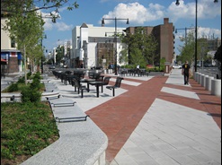 New pedestrian plaza at Lafayette Square after construction