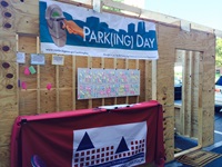Housing mini house in a parking spot for PARKing Day 2014