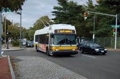 MBTA bus approching Dawes Island bus stop