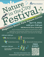 a flyer promoting the Nature in the City Festival on April 15, 2023 at Magazine Beach Park