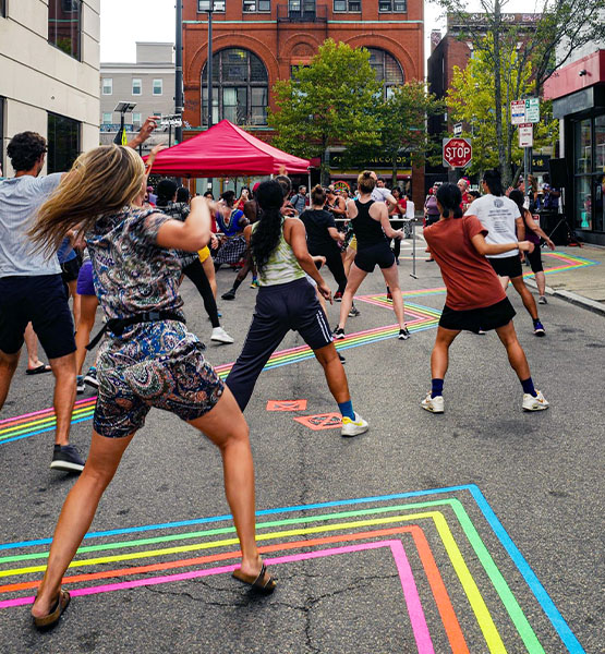 People dancing in the street