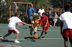 Area 4 youth playing basketball