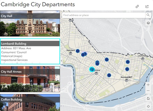 Cambridge City Departments with address and links to department websites